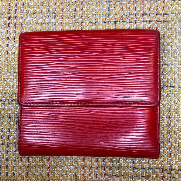LOUIS VUITTON Red Epi Portefeiulle Elise Trifold Coin Cash Wallet Authentic - Picture 4 of 17